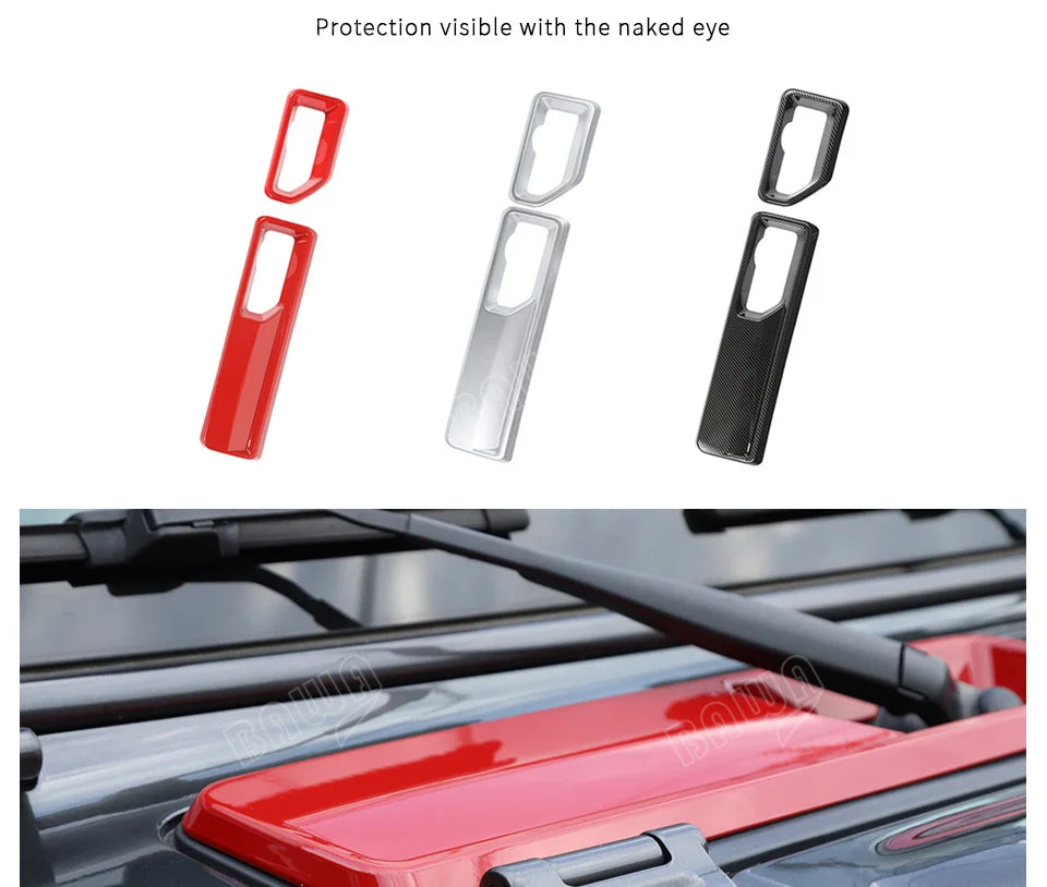 Red Black Front Wiper Base Panel Decoretion Cover Sticker for Jeep Wrangler JL Gladiator JT 2018-2020