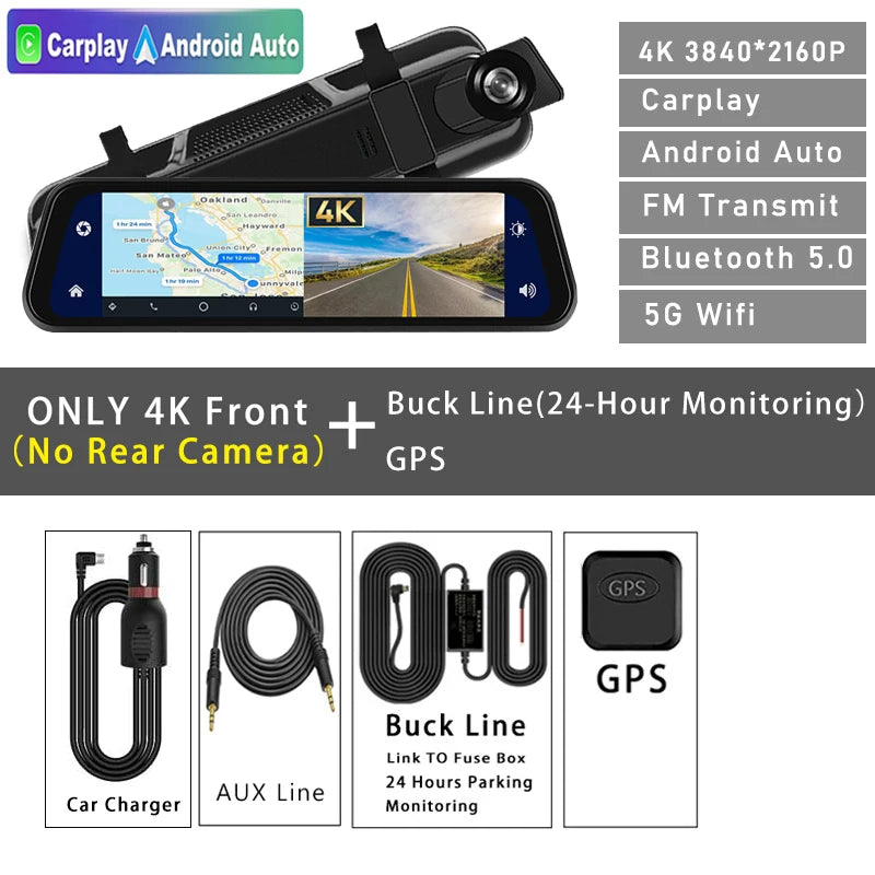 dash cam 4k front and rear