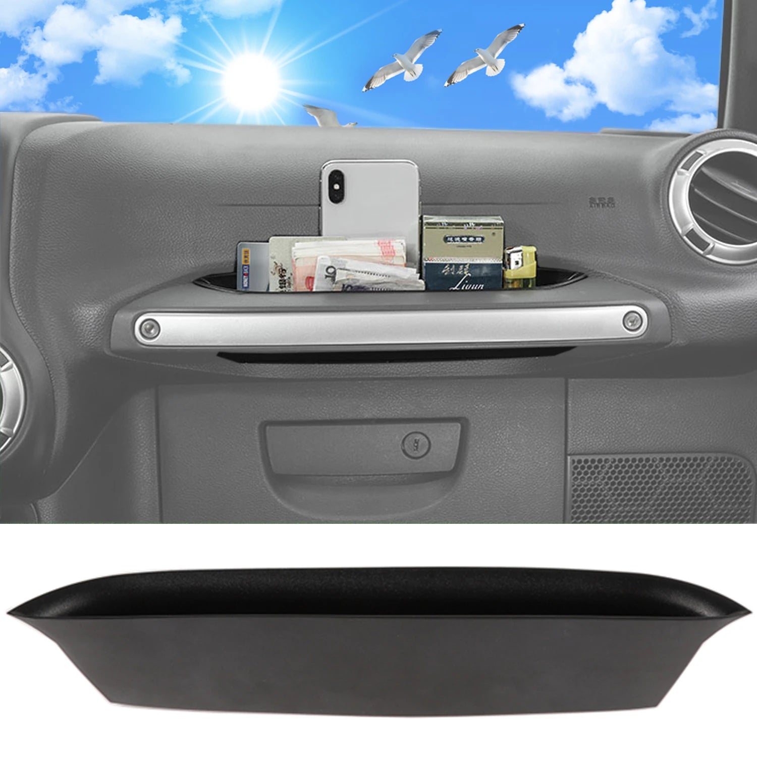 Interior Storage Box for Jeep Wrangler JK Organizer Passenger Grab Handle Tray