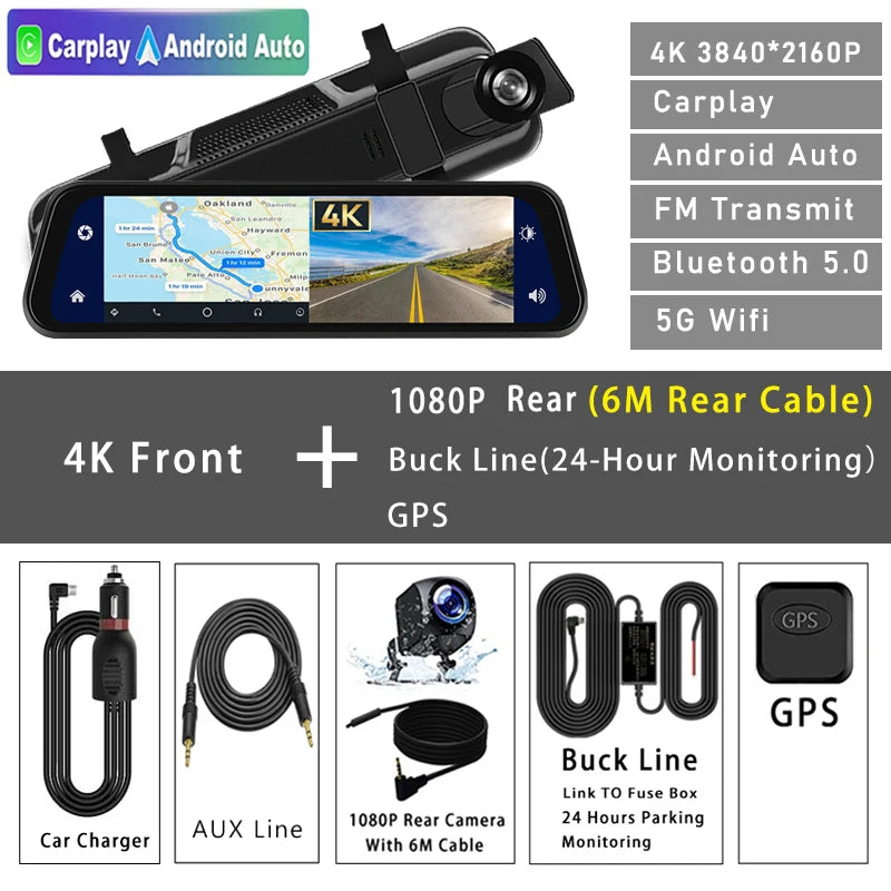 three channels 4k dash cam