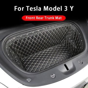 Tesla Model 3/Y Trunk Mat - Luxury Leather Cargo Liner with Anti-Slip Backing